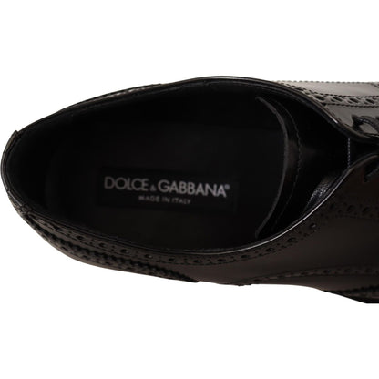 Dolce & Gabbana Black Leather Oxford Wingtip Formal Shoes