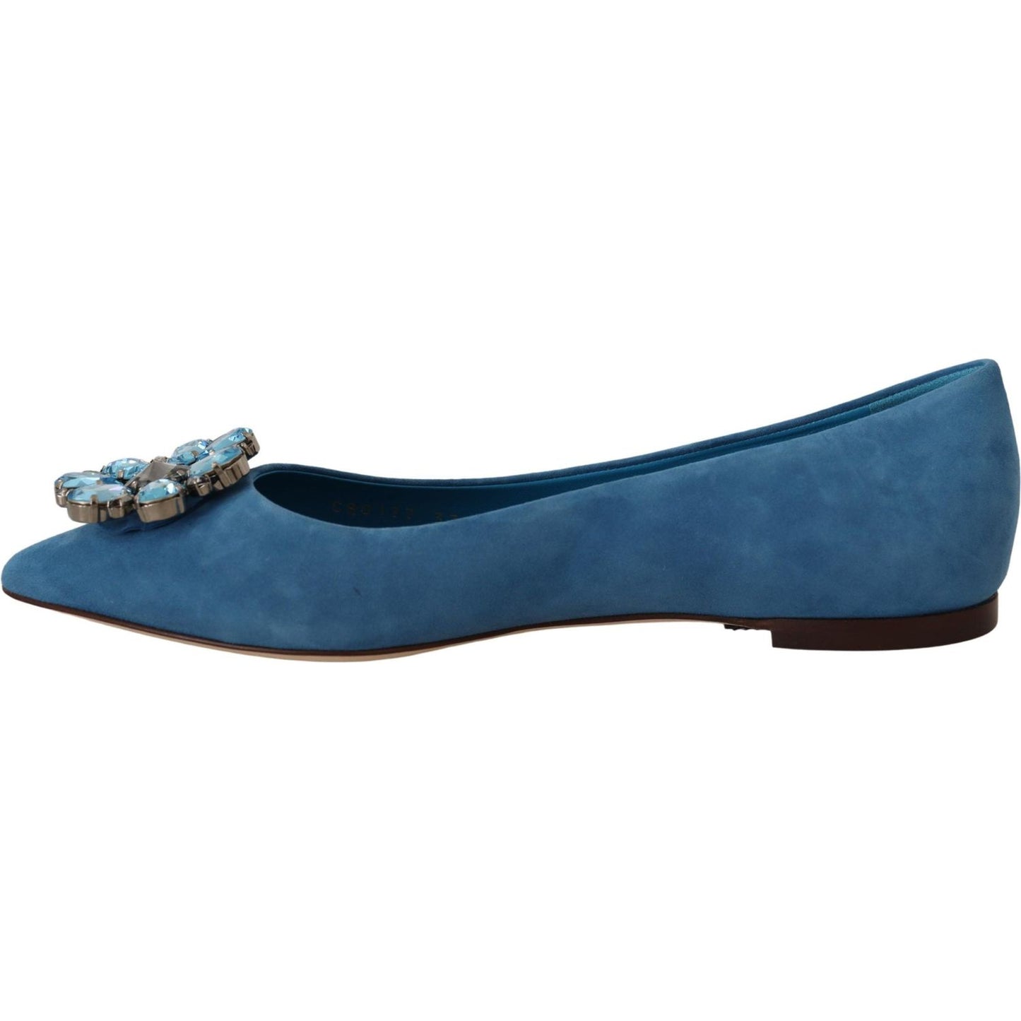 Dolce & Gabbana Blue Suede Crystals Loafers Flats Shoes