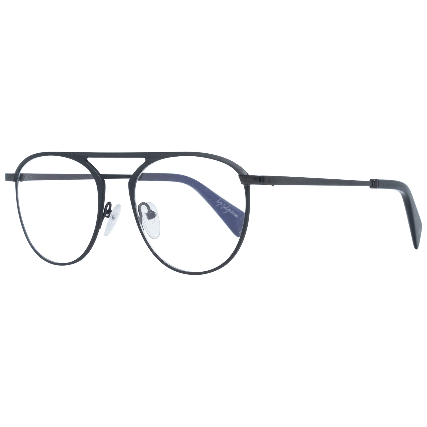 Yohji Yamamoto Black Plastic Glasses (Frames) with full-rim round style, includes branded soft case, temples length 148, frame width 140.