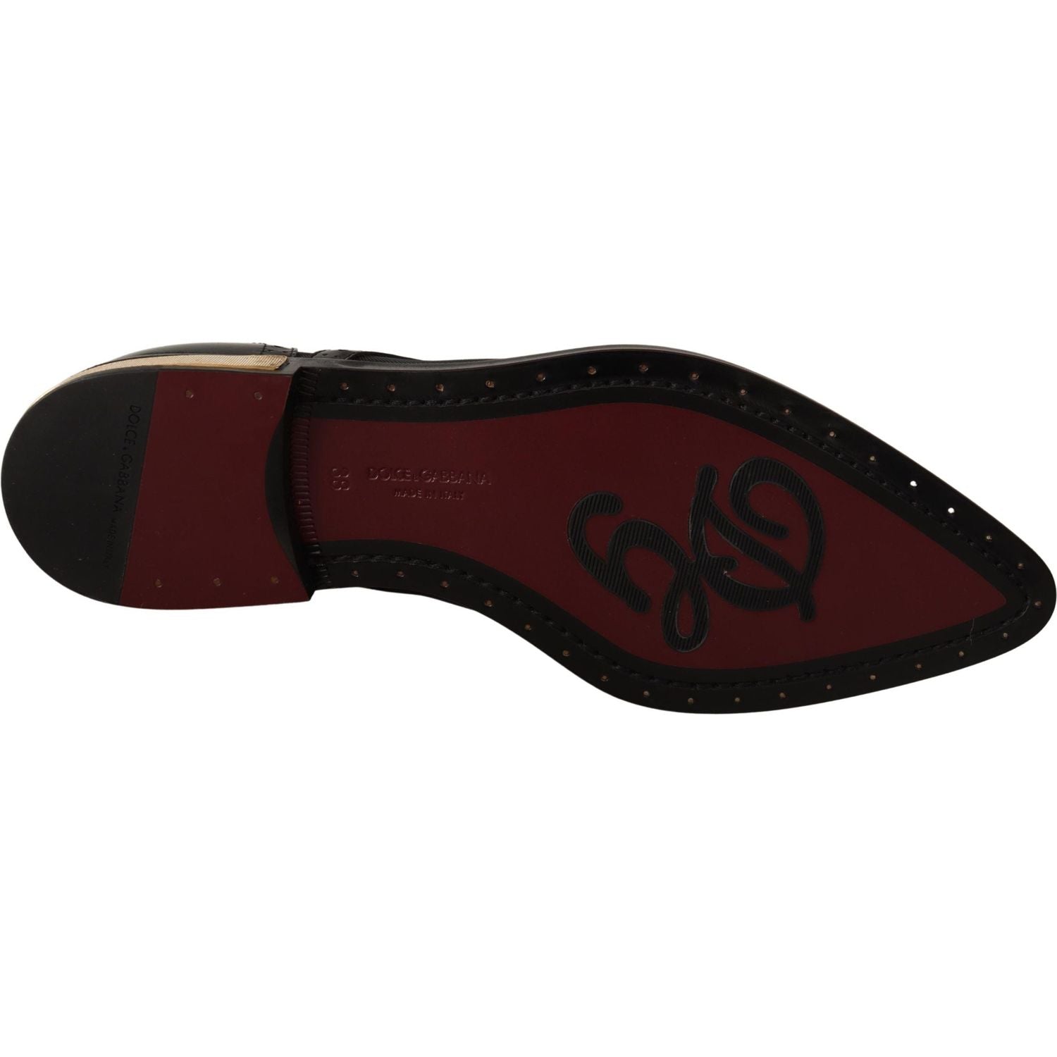 حذاء أكسفورد أسود أنيق مزين بالذهب من دولتشي آند غابانا برباط