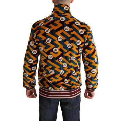 Dolce & Gabbana Multicolor Velvet DG Logo Mens Sweater Jacket