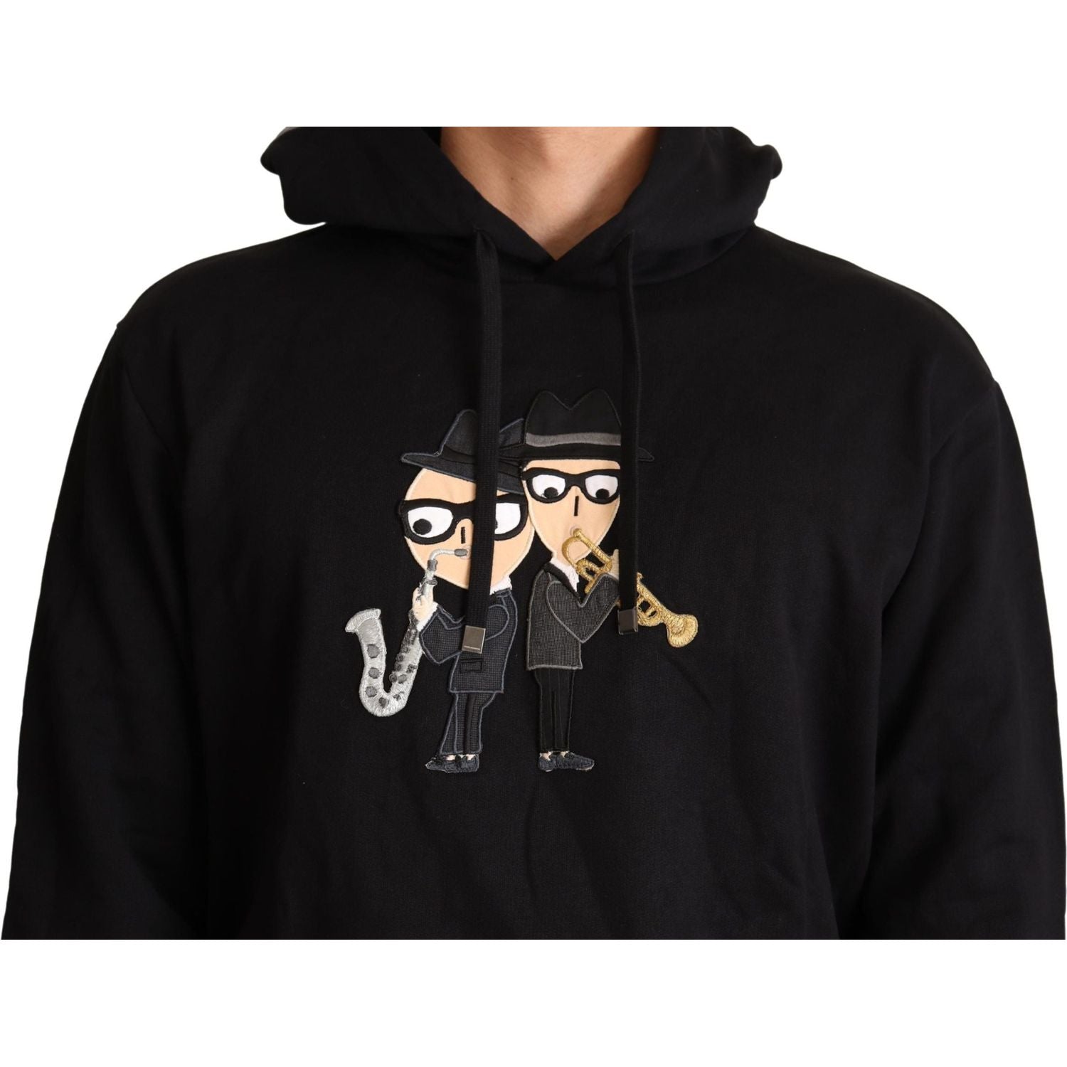 优雅刺绣黑色棉质毛衣