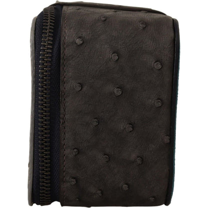 Dolce & Gabbana Gray Skin Leather Vanity Case Toiletry Shaving Bag