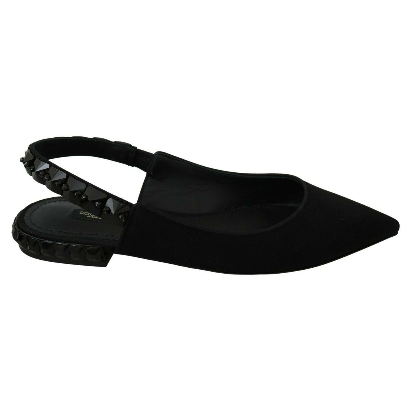 Dolce & Gabbana Black Flats Slingback Charmeuse Shoes