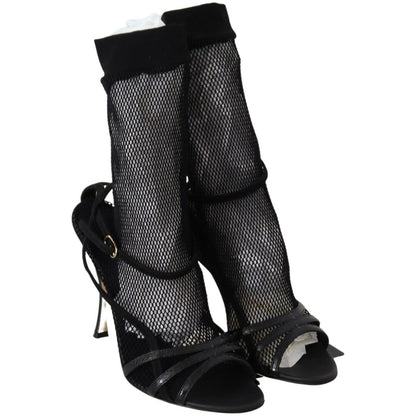 Dolce & Gabbana Black Suede Short Boots Sandals Shoes WOMAN SANDALS