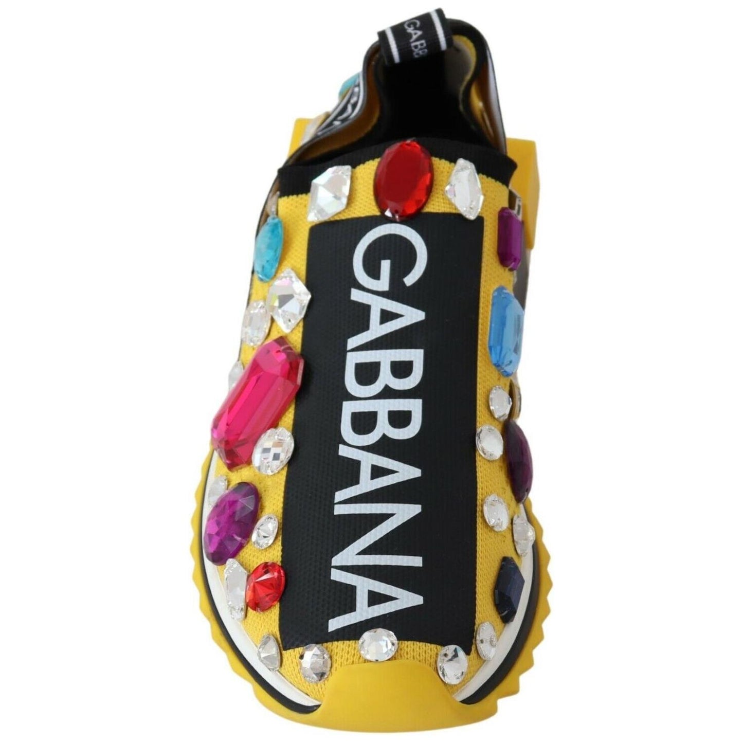 Dolce & Gabbana Yellow Multicolor Crystals Sneakers Shoes