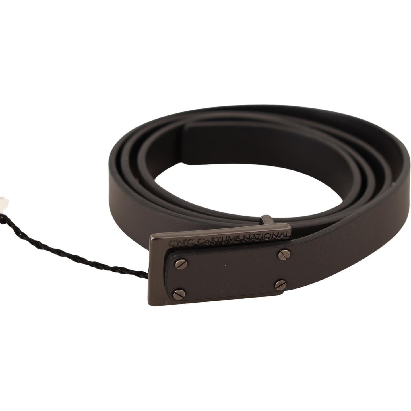 Costume National Dark Brown Leather Logo Buckle Belt MAN BELTS