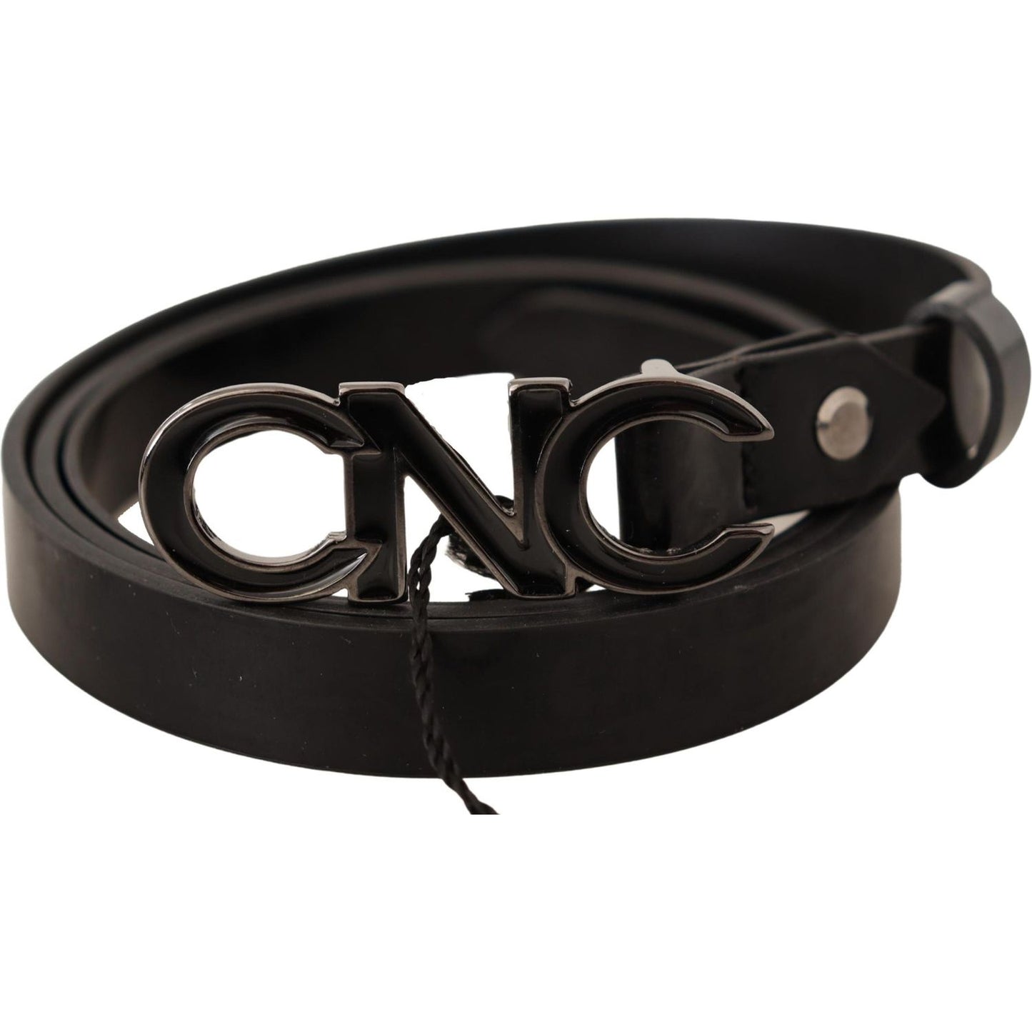 Costume National Black Leather Letter Logo Buckle Belt WOMAN BELTS