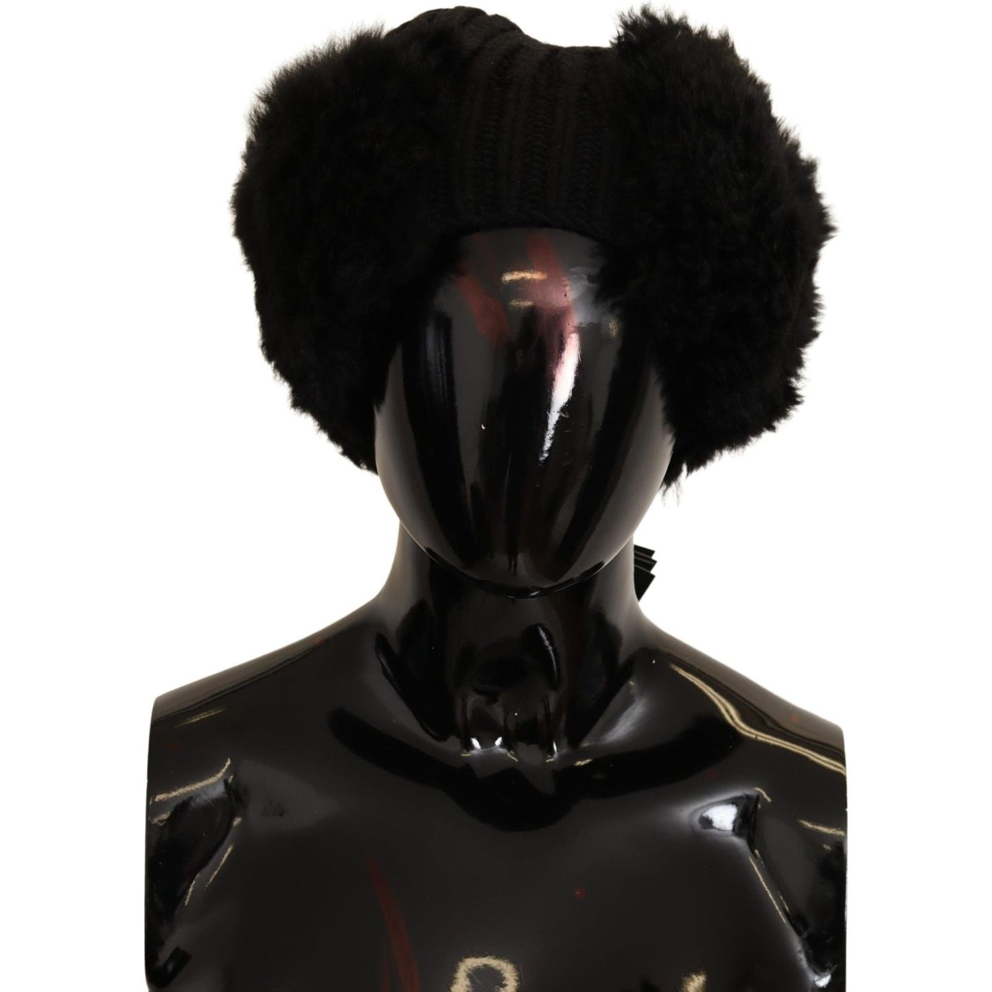 Dolce & Gabbana Black Cashmere Fur Women Beanie Women Hat HAT9234 -57