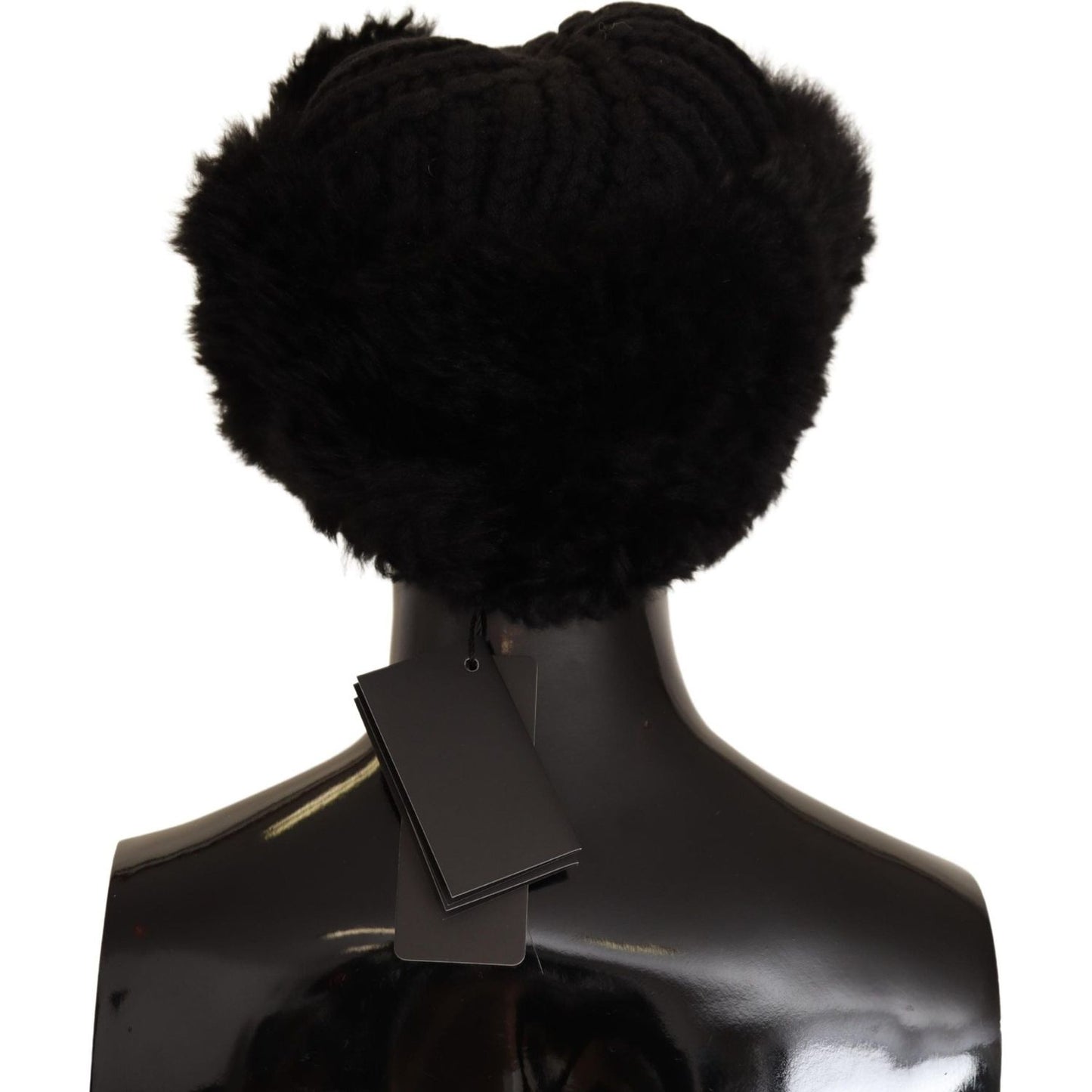 Dolce & Gabbana Black Cashmere Fur Women Beanie Women Hat HAT9234 -57