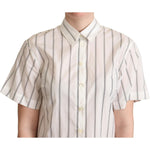 Dolce & Gabbana White Black Stripes Collared Shirt Top TSH5966 -40