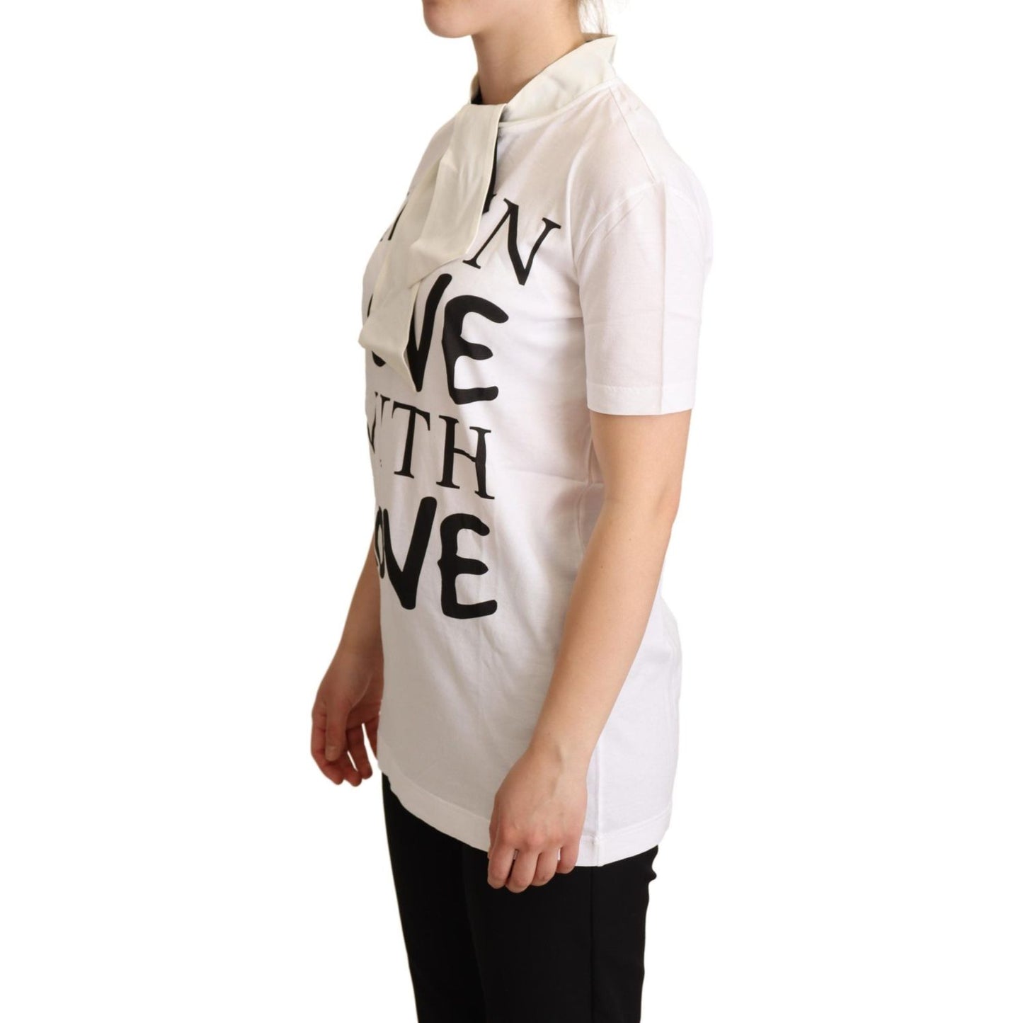Dolce & Gabbana White Cotton Silk I'm In Love Top T-shirt TSH6341-38