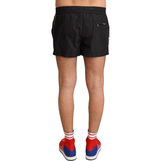 Dolce & Gabbana Elegant Black KING Motive Swim Trunks Dolce & Gabbana Rosy Brown