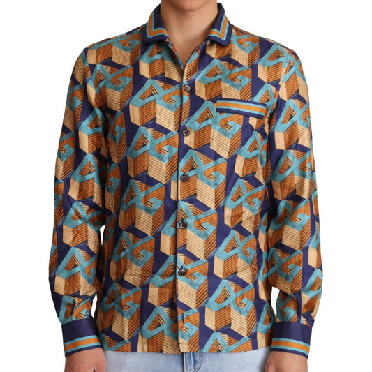 Dolce & Gabbana Elegant Silk Casual Shirt with DG Logo Dolce & Gabbana Dark Slate Gray