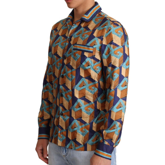 Dolce & Gabbana Elegant Silk Casual Shirt with DG Logo Dolce & Gabbana Dark Slate Gray