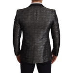 Dolce & Gabbana Gray Metallic Black Slim Tuxedo Blazer JKT2818-48