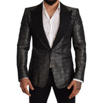 Dolce & Gabbana Gray Metallic Black Slim Tuxedo Blazer JKT2818-48