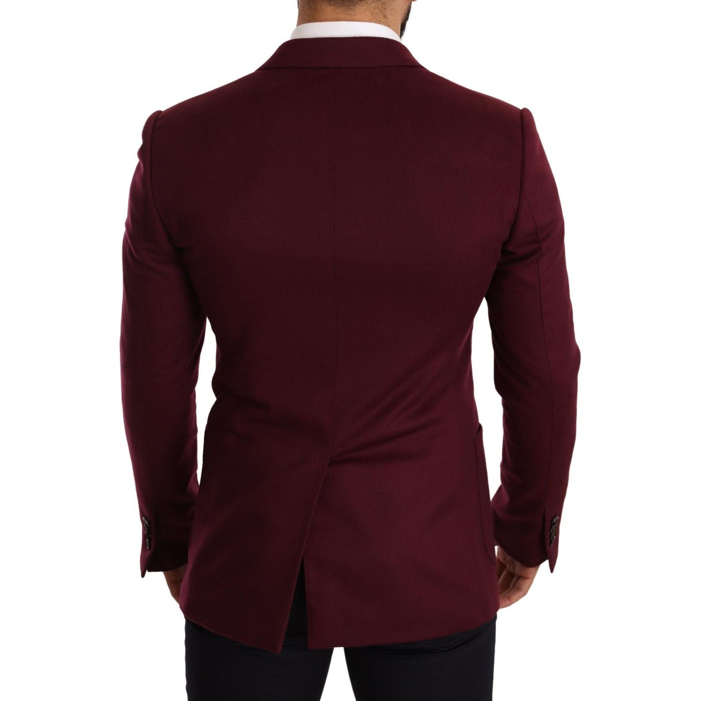 Dolce & Gabbana Maroon Cashmere Slim Fit Coat Jacket Blazer