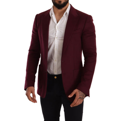Dolce & Gabbana Maroon Cashmere Slim Fit Coat Jacket Blazer