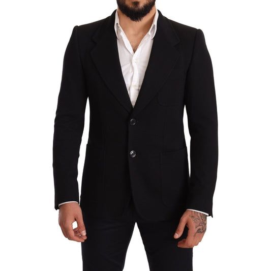 Dolce & Gabbana Elegant Slim Fit Black Cotton Blazer Dolce & Gabbana Black