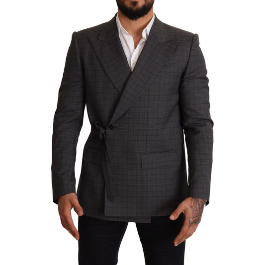 Dolce & Gabbana Chic Gray Check Martini Slim Fit Double-Breasted Blazer Dolce & Gabbana Dark Slate Gray