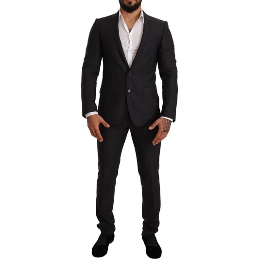 Dolce & Gabbana Elegant Gray Martini Wool Suit Suit Dolce & Gabbana Black