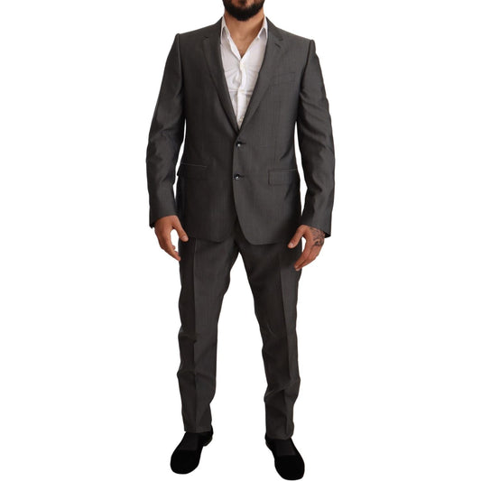 Dolce & Gabbana Elegant Martini Slim-Fit Wool Silk Suit Suit Dolce & Gabbana Dark Slate Gray