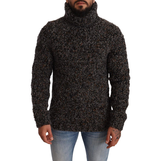 Dolce & Gabbana Elegant Speckled Turtleneck Wool-Blend Sweater Dolce & Gabbana Dark Slate Gray