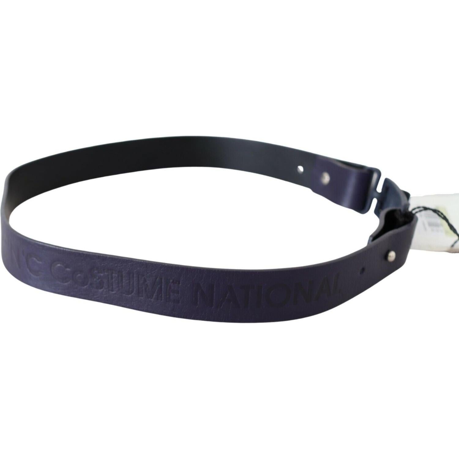 黑色皮革普通徽标扣腰带