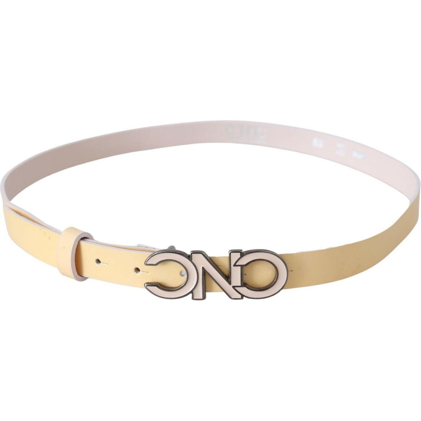 Costume National Beige Leather Pink Letter Logo Belt WOMAN BELTS