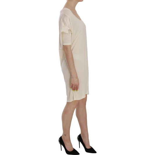 Costume National Chic Cream A-Line Elbow Sleeve Dress WOMAN DRESSES Costume National Gray