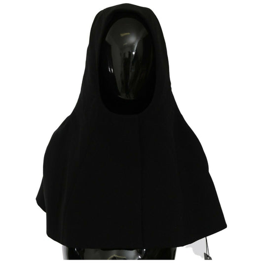 Dolce & Gabbana Elegant Black Hooded Scarf Wrap Hood Scarf Dolce & Gabbana Black
