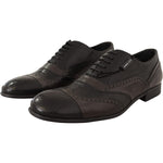 Dolce & Gabbana Brown Lizard Skin Leather Oxford Dress Shoes MV458 -44