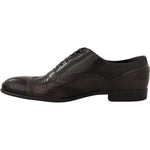 Dolce & Gabbana Brown Lizard Skin Leather Oxford Dress Shoes MV458 -44