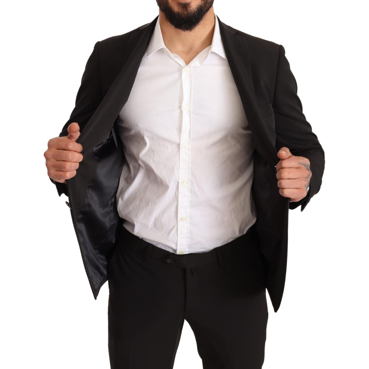 优雅黑色修身两件套西装