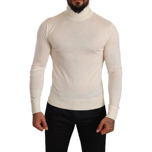 Dolce & Gabbana Cream Cashmere Turtleneck Pullover Sweater