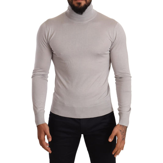 Dolce & Gabbana Elegant Cashmere-Silk Blend Turtleneck Dolce & Gabbana Dark Gray