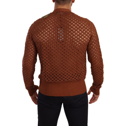 Dolce & Gabbana Brown Leopard Butterfly Cardigan Sweater MAN SWEATERS