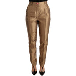 Dolce & Gabbana Gold Silk Tapered Trouser Metallic Pants PAN72286 -36