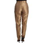 Dolce & Gabbana Gold Silk Tapered Trouser Metallic Pants PAN72286 -36