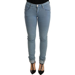 Acht Blue Cotton Stretch Hem Slim Fit Women Denim Trouser PAN71204-26