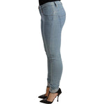 Acht Blue Cotton Stretch Hem Slim Fit Women Denim Trouser PAN71204-26