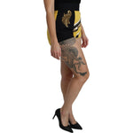 Dolce & Gabbana Yellow Black Cotton Jewelled Hot Pants Shorts SKI1394- 38