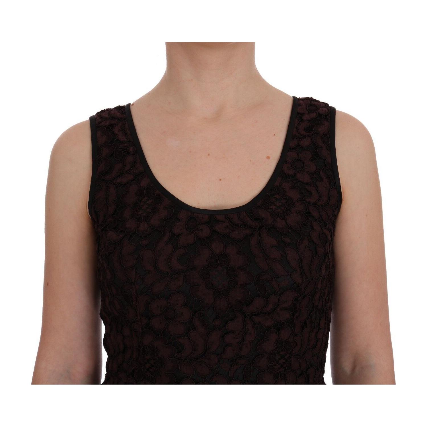 فستان دولتشي آند غابانا بوردو من الدانتيل المزهر ريكامو