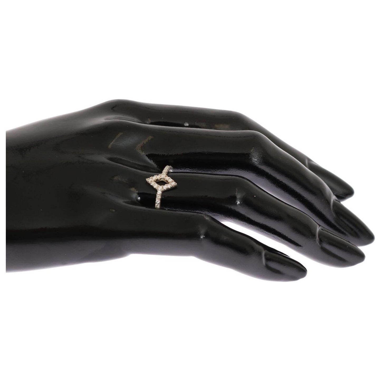 Nialaya Silver Rhombus Womens Clear CZ 925 Silver Ring Ring