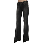 Dolce & Gabbana Black Washed Mid Waist Flared Denim Casual Jeans PAN70553- 24