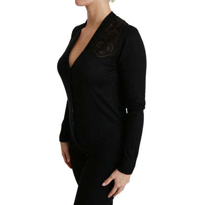 Dolce & Gabbana Black Lace Sweater Cardigan Sweater