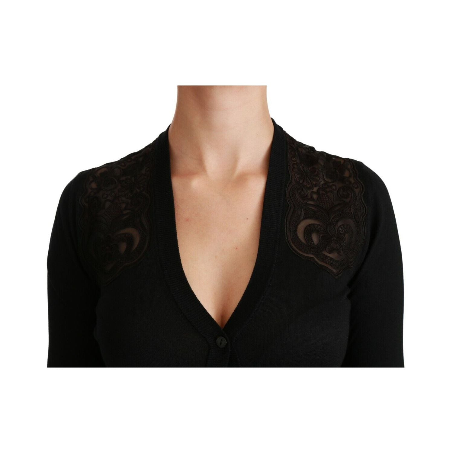 Dolce & Gabbana Black Lace Sweater Cardigan Sweater