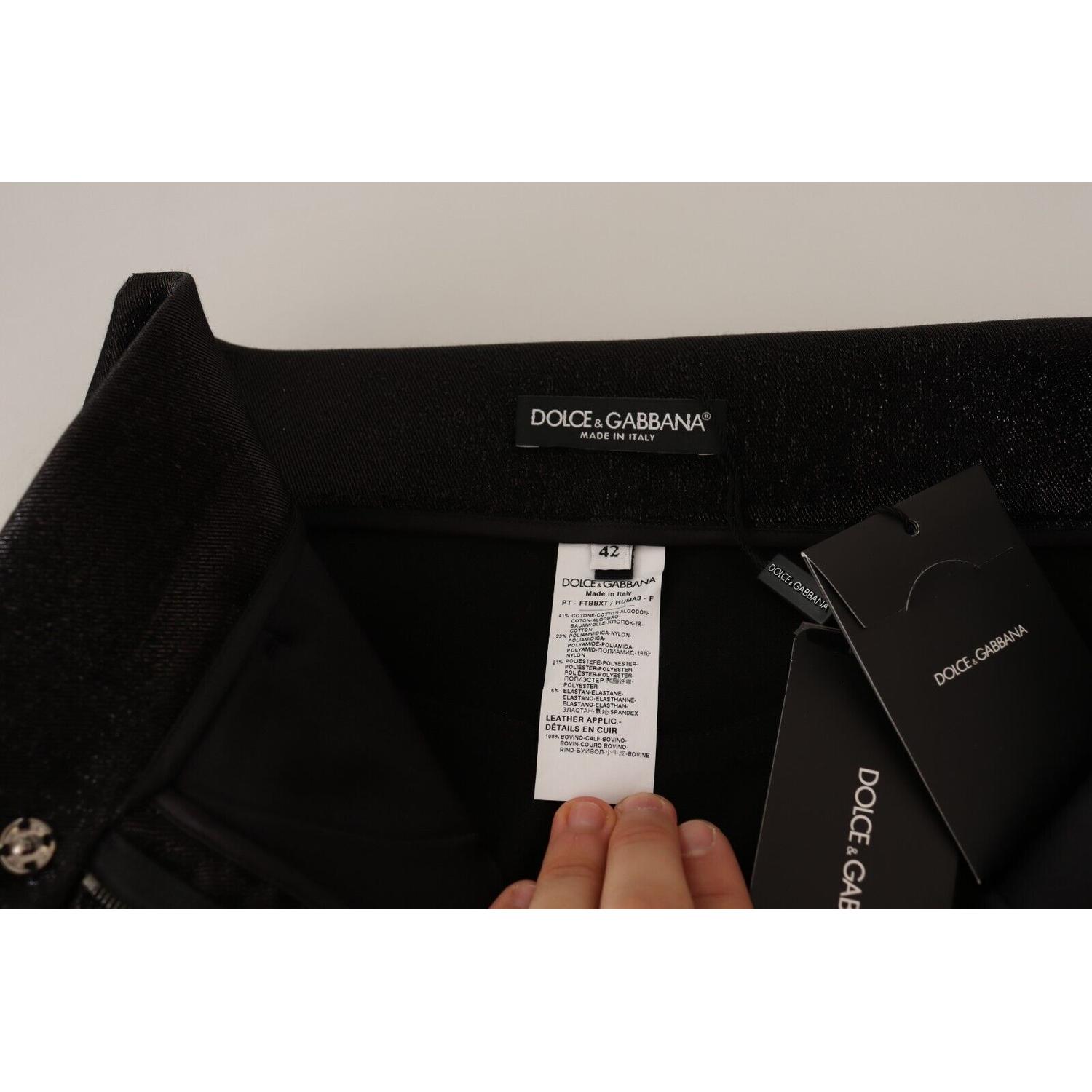 优雅修身闪光七分裤