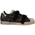Dolce & Gabbana Silver Leather Brown Cotton Wool Sneakers Shoes MV4402 - 44